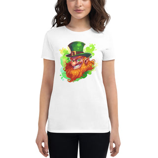 Ladies' Playful Leprechaun Mischief Tee: Whimsical Irish Charm with a Cheeky Leprechaun Image - St. Patrick's Day Inspired Women's T-Shirt, 100% Cotton, Comfortable Fit, Perfect for Spreading Laughter and Luck